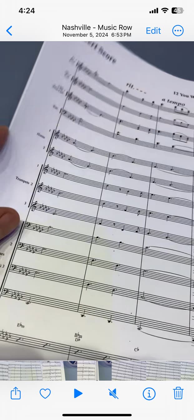 Sheet music for a film score